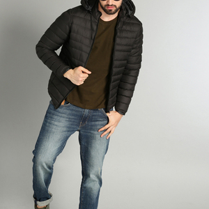 Men's Black Ultra Light Down Puffer <b>Jacket</b> <b>Packable</b> Hooded Coat Outdoor Winter Fashion Casual Wear Wholesale Customized OEM - Product Image 4