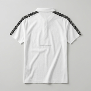 Polo homme personnalisé avec logo, imprimé bandana cachemire, empiècements aux épaules, en coton piqué respirant, manches courtes, pour le golf, été - Product Image 2