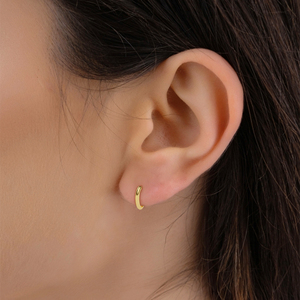 14K <b>Solid</b> White <b>Gold</b> Plain Hoop Earrings Elegant Polished Round <b>Huggie</b> Hoops Classic Minimalist Fine Jewelry For Women - Product Image 4