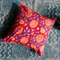 Housse de coussin de canapé carrée en coton pur, style bohème vintage, motif floral brodé/à imprimer, rouge rouille, personnalisable, dessin animé