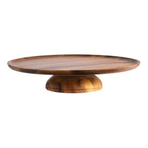 Support à gâteau rond rustique en bois d'acacia, plateau de service, présentoir à dessert, plateau pour mariage, anniversaire, fournitures de boulangerie - Product Image 1