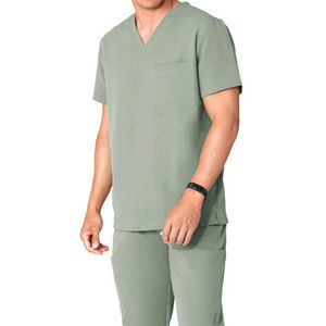 Uniformes Médicos Personalizados: Conjunto de Blusa de Manga Corta y Pantalón Elástico Ajustado para Enfermeras y Personal Hospitalario - Product Image 1