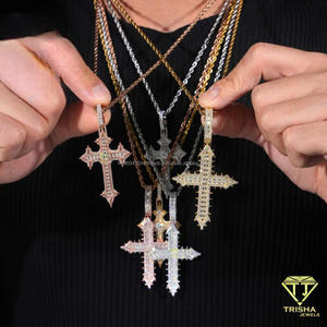 จี้รูปกางเขนเพชรโมอิสซาไนต์เงินแท้ 925 สำหรับทุกเพศ พร้อมดีไซน์แบบ Iced Out และสไตล์เครื่องประดับฮิปฮอปสุดเท่ - Product Image 5