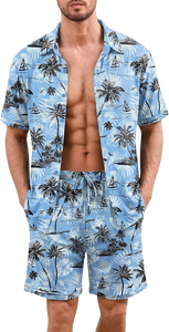 Ensemble pyjama de plage 2 pièces pour homme OEM, chemise à manches courtes boutonnée et short de nuit - Product Image 4