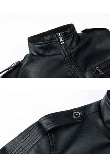 <b>Light</b> Weight <b>Men</b> Leather <b>Jacket</b> Durable Casual Plain Windproof Leather Fashion Leather <b>Jacket</b> For <b>Men</b> Breathable With OEM - Product Image 4