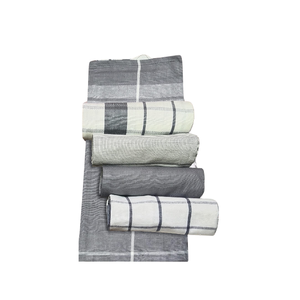 400-500 GSM Slub Weave <b>Biodegradable</b> Embroidered Cotton Kitchen Towels Floral Pattern Green Trim Rectangle Shape Washable Rags - Product Image 2
