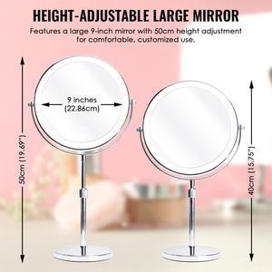 Espejo de Maquillaje LED Profesional de 8 Pulgadas con Batería de 5000 mAh, Espejo de Maquillaje de Doble Cara con Aumento de 1X/10X, Espejo con 3 Colores de Luz Atenuables - Product Image 3