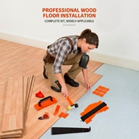 Kit de Instalación de Pisos Laminados HCToolS HC-7300, Juego de Herramientas Manuales Profesionales, 100 Espaciadores de Plástico, Bloque de Golpeo, Herramienta de Extracción con Mango