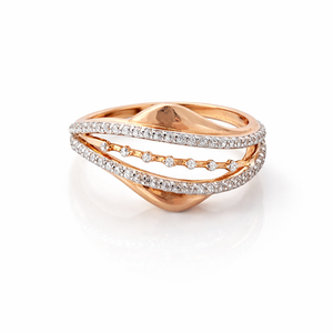 Anillo de Oro Sólido de 18K con Diamantes, Diseño Cruzado Infinito, Elegante y Minimalista, para Mujer, Acabado Pulido, Fino - Product Image 1
