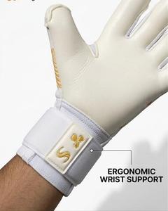 Guantes de Portero de Fútbol Sunhans, Dedos Completos, Color Blanco y Dorado, Impresión por Sublimación, Antideslizantes, Transpirables, Correa de Muñeca Ajustable, Unisex - Product Image 4