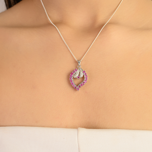 Colgante de Plata de Ley 925 con Forma de Hoja de Rubí, Engaste de Puntas, Elegante Gema en Forma de Lágrima Abierta, Joyería Fina para Mujer, Venta al por Mayor - Product Image 2