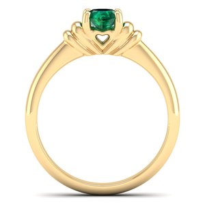 Bague solitaire en or massif 14 carats avec émeraude ronde de 0,5 carat, prix de gros REYES, bijoux fins pour femmes - Product Image 4