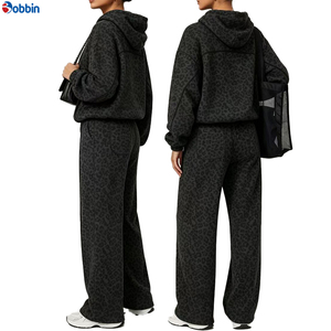 Nuevo Conjunto Deportivo Personalizado para Mujer con Estampado de Leopardo + Sudadera con Capucha y Pantalones Casuales de Talla Grande, Corte Holgado, para Otoño - Product Image 1