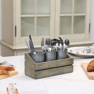 Elegante Portacubiertos Galvanizado, Organizador de Cocina Rústico, Perfecto para Guardar Tenedores, Cucharas y Cuchillos, Decoración del Hogar - Product Image 4
