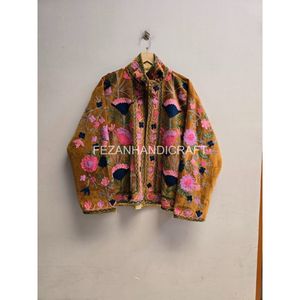 Chaqueta de Terciopelo Bordada para Mujer, con Estampado Floral, Cuello Camisero, Manga Larga, Estilo Prairie Chic para Otoño - Product Image 3
