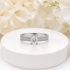 Elegante Anillo de Compromiso de Oro de 14K para Mujer, Corte Redondo, Diamante CZ Solitario, Fabricante de Joyería - Product Image 2