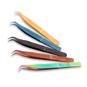 Agarre suave con pinzas para pestañas de material de acero puro, mango liso antideslizante a granel, Etiqueta Privada para pestañas individuales - Product Image 1