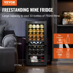 Doppia zona 32-bottiglia di vino refrigeratore Freestanding luce LED frigorifero per vino e bevande - Product Image 2