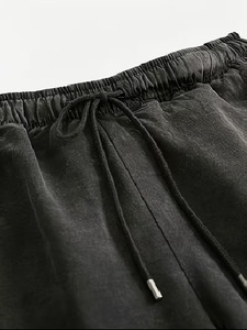Ensemble décontracté d'été pour homme : T-shirt sans manches en coton et short, col rond, couleur unie, respirant, tricoté, deux pièces - Product Image 5