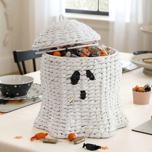 Panier de décoration d'Halloween en forme de citrouille, fait main, en rotin naturel, pour la maison (intérieur/extérieur), idéal pour les bonbons et les cadeaux - Product Image 5