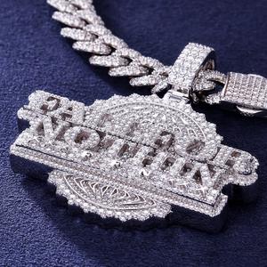 Pendentif Lettre Personnalisé Hip Hop Américain de Luxe Pahal Jewels, Chaîne Maille Cubaine en Argent 925 avec Moissanite VVS1 pour Initiale - Product Image 3