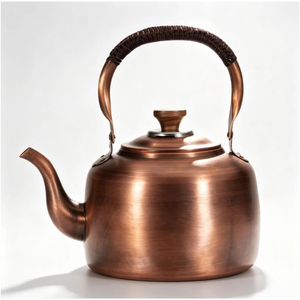 กาต้มน้ำทองแดงทำมือแบบวินเทจ กาต้มน้ำทองแดงตีลายพร้อมหูจับและฝาปิดโลหะ สำหรับใช้ในครัวเรือน ใช้เสิร์ฟชา - Product Image 2