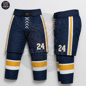 Full Sleeve Team Sportswear Sublimation Design Breathable Fabric Personalized Number Custom Navy Gold Ice Hockey Uniform - Product Image 5