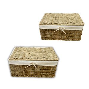 <b>Wicker</b> SEAGRASS <b>STORAGE</b> <b>BASKET</b> Cotton Liner <b>Storage</b> <b>Basket</b> OEM ODM Service - Product Image 1