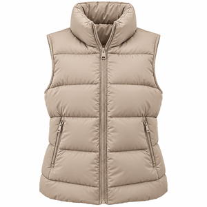 Custom <b>Women</b> Puffer <b>Vest</b> Sleeveless Winter Jacket Padded Bodywarmer Stand Collar Solid Color Custom <b>Womens</b> Puffer Waistcoat - Product Image 1