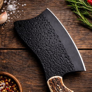 Cuchillo de chef SAZ ENTERPRISES forjado a mano en acero al carbono con funda de cuero y mango de cuerno, para barbacoa, cocina y camping. - Product Image 3