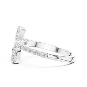 Bague de fiançailles et de mariage en argent plaqué or 14 carats, style Art Déco, à double feuille, sertie de diamants pavés et pierres serties à griffes - Product Image 4