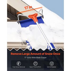 Rastrello da Neve Leggero con Lama in Alluminio da 17 Pollici e Ruote Raschiatrici Regolabili da 4,1-17,2 Piedi per Rimozione Efficiente della Neve - Product Image 2