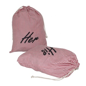 <b>Laundry</b> <b>Bag</b> For Hotel Customize With Logo Printed Reusable Storage Washable Self Stripe Print Poly Viscose Fabric Drawstring <b>Bag</b> - Product Image 4