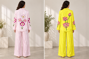 Ensemble de vêtements de détente en satin à imprimé floral pour femmes, pantalon de pyjama à manches longues boutonné, tenue de détente, vêtements de nuit, marque privée, grande unité - Product Image 2