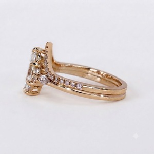 VBSR-269 Ensemble de bagues de fiançailles et de mariage en or 18 carats, diamant de laboratoire taille marquise 2 carats de clarté E VS1, avec alliance assortie 0,20 carat - Product Image 4