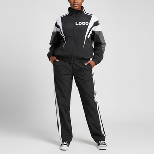 Conjunto Deportivo Casual de 2 Piezas para Mujer, Chaqueta con Cierre y Cintura Elástica, Cortavientos de Alta Calidad, 100% Nailon de Secado Rápido - Product Image 1