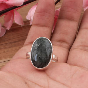 Venta al por Mayor de Joyería Minimalista de Plata de Ley 925 con Engaste de Labradorita Natural Simple, Gema Azul Fuego, para Apilar - Product Image 5