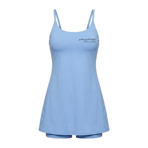 Vestido de pickleball de una pieza para mujer con shorts de compresión a juego, espalda recortada, tirantes ajustables, ropa casual para cancha OEM ODM - Product Image 6