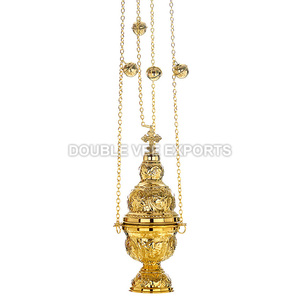 Incensario de Latón con 4 Cadenas y 12 Campanas |   Incensario para Iglesia Ortodoxa - DOUBLE VEE EXPORTS - Product Image 2