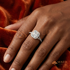 แหวนหมั้นเงินแท้ 925 ทรง Asscher Cut ประดับเพชร CZ แบบ Halo ดีไซน์สวยหรูสำหรับผู้หญิง - Product Image 4