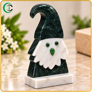 Adorno Navideño de Santa Claus en Mármol Blanco y Verde Hecho a Mano por CCI, Figura de Piedra de 9 Pulgadas para Decoraciones Navideñas y Exhibiciones de Temporada - Product Image 3