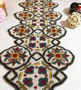 Premium Combination <b>Black</b> Pink Durable Beaded Table <b>Runner</b> Decoration for Dining Table Buy Direct From Supplier At Bulk - Product Image 3