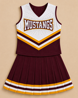 Maillot de baseball Mustangs, rayures bordeaux, blanc et jaunes, personnalisable avec logo sur le devant, entièrement imprimé par sublimation, polyester 180g