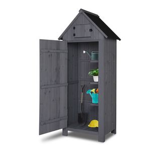 Abri de rangement extérieur en métal étanche 70 pouces, noir, toit à double pente, pour cour, couleur gris foncé - Product Image 2