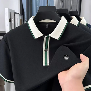 Camisa de Manga Corta para Hombre de Alta Calidad, Transpirable, de Algodón, con Cuello y Botones, Diseño Sólido o Estampado, Ropa Casual de Negocios - Product Image 2