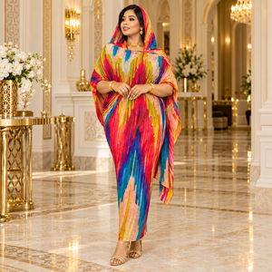 Toub Soudanais Radiant Brushstroke Rabbit à Rayures Multicolores |   Tissu imprimé abstrait vertical de 44 pouces pour vêtements de fête pour femmes - Product Image 4