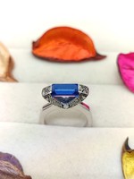 Bague en quartz saphir bleu céleste, élégante, avec pierre précieuse en cristal, bijou tendance, cadeau pour femmes et jeunes filles, bague de fiançailles