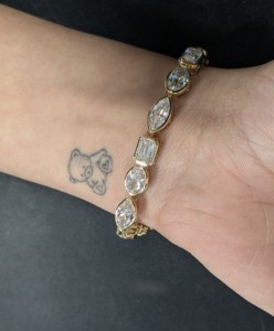 Lurba Jewels Bracelet tennis de mariage vintage en Moissanite 15 carats, serti clos, taille brillant, en or jaune massif 10K, bijoux de luxe pour femme - Product Image 4