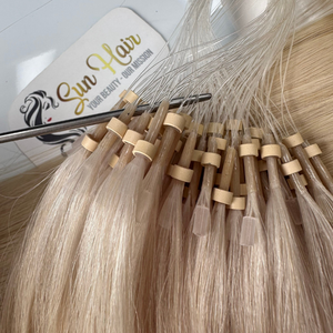 2024 Micro Ring Extensions 100% Vierge Blonde Cheveux Humains Haute Qualité Main Douce Lâche Vague Profonde Style Tendance Chaude En Gros - Product Image 2