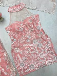 <b>Pink</b> Net Embroidered <b>Salwar</b> <b>Kameez</b> Set Floral Dupatta Ethnic Wear for Women Party Outfit - Product Image 5
